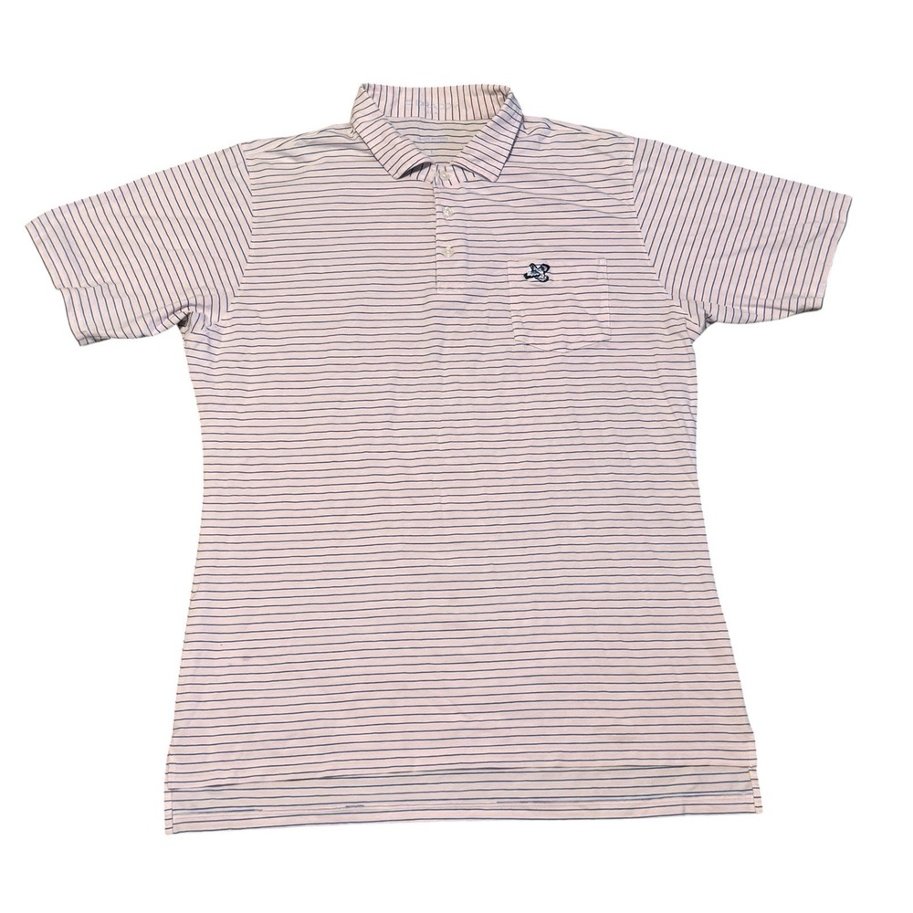 B Draddy Polo Shirt Pink Blue Striped‎ Men's Size Large